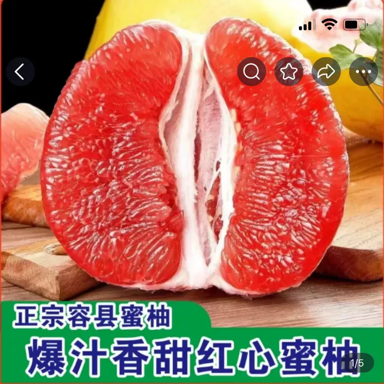 正宗广西容县蜜柚红心蜜柚新鲜皮薄肉厚汁水多5斤/9斤