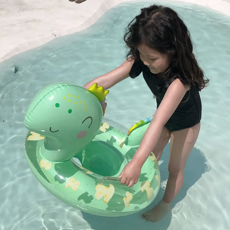 加厚网红亮片恐龙儿童游泳圈防侧翻宝宝腋下圈婴幼儿坐圈充气浮圈