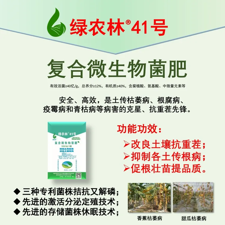 绿农林41号复合微生物菌剂 防治土传枯萎病、根腐病、青枯病、抗重茬