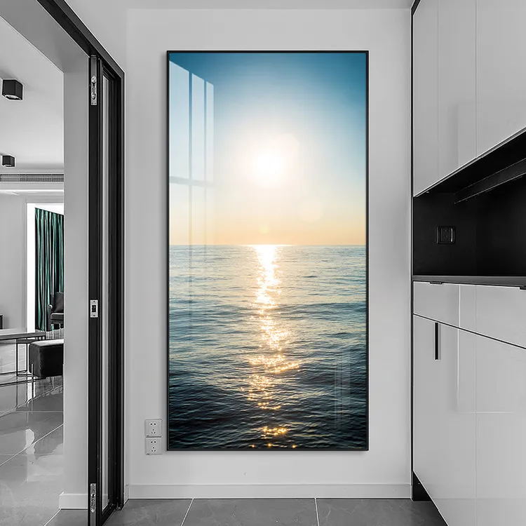 装饰画竖版现代简约走廊过道挂画海洋风景挂画客厅墙画入门玄关画