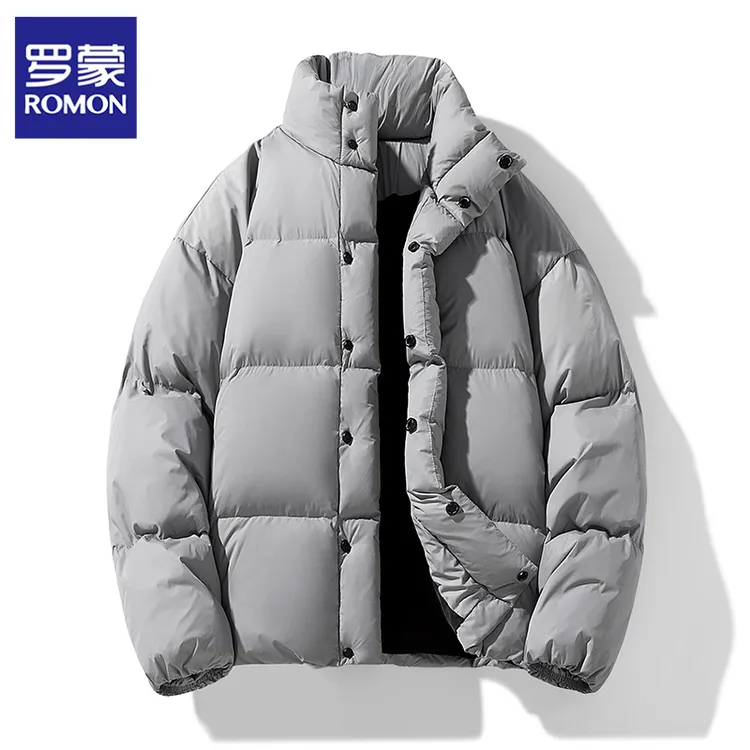 罗蒙90新国标白鸭绒保暖防寒男士羽绒服美式高街面包服情侣款外套