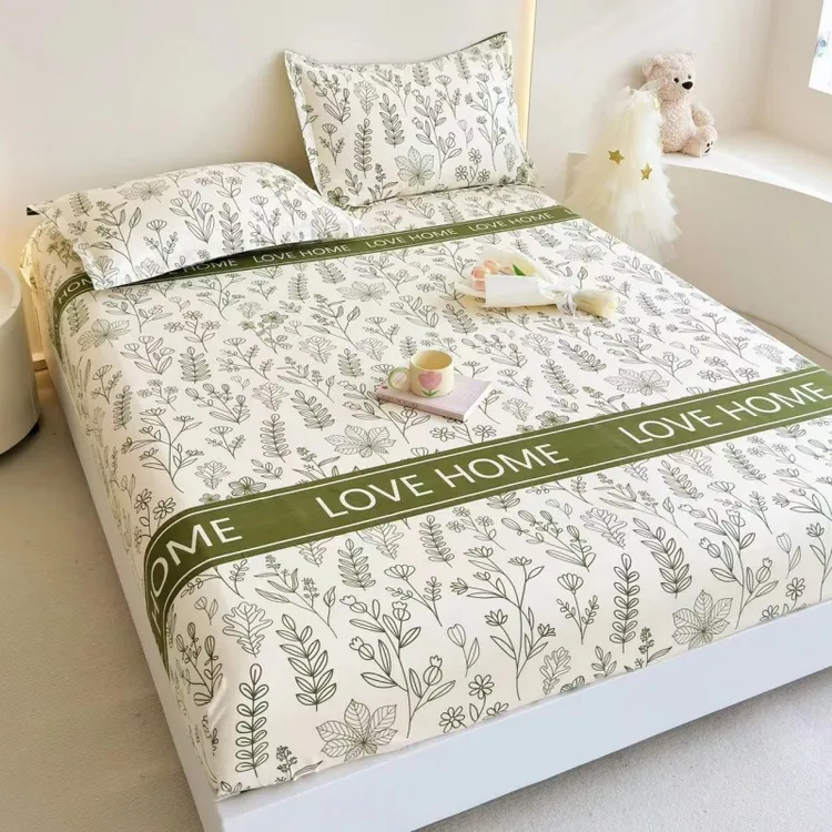 2024春上新加厚亲肤透气单人单件印花床笠防尘床罩防滑床