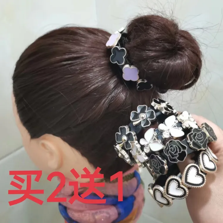 发夹头饰高马尾发夹丸子头盘发神器百搭花苞头抓夹扭夹发夹发卡