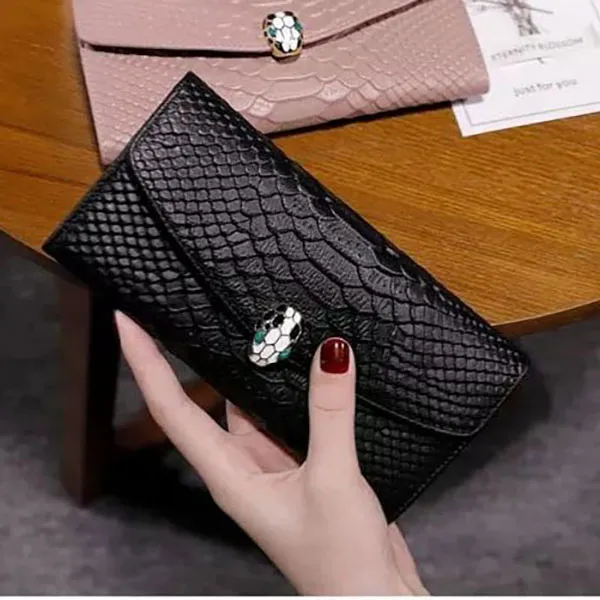 2025新款女士招财钱包时尚高档鳄鱼纹牛皮长款钱夹放手机小手包