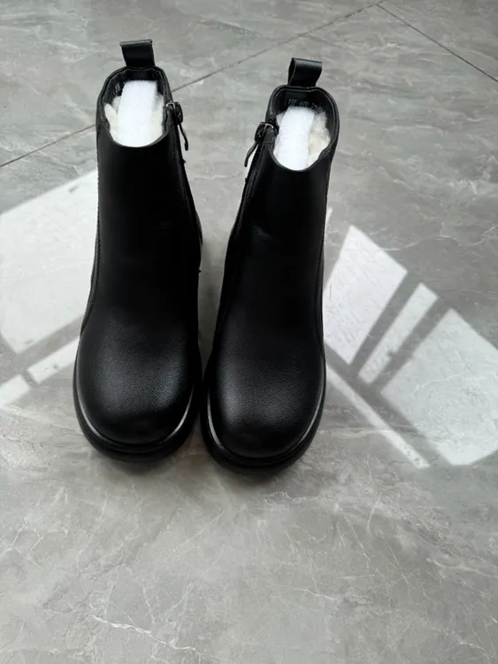 真皮羊毛加厚保暖短靴超轻舒适妈妈棉鞋秋冬皮鞋1906