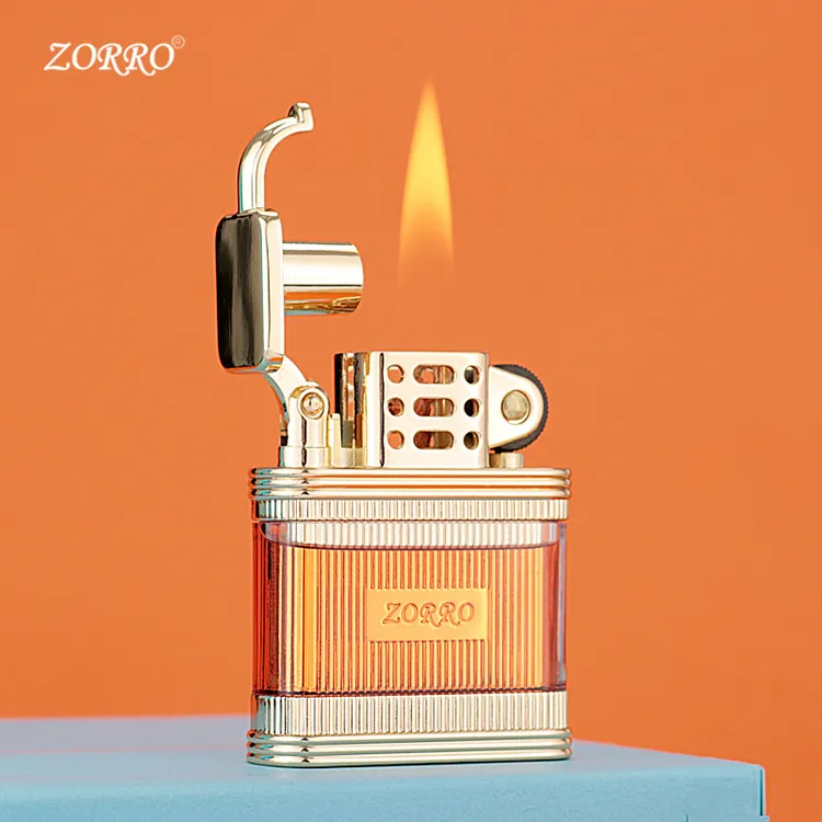 新款ZORRO佐罗Z727老九门透明油仓煤油打火机防风个性创意礼盒装