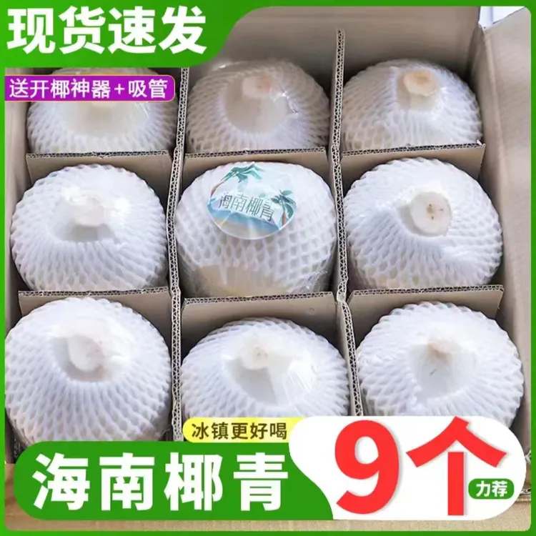 带果酸海南切皮椰子9个装水果件发出后不支持退换海南椰子