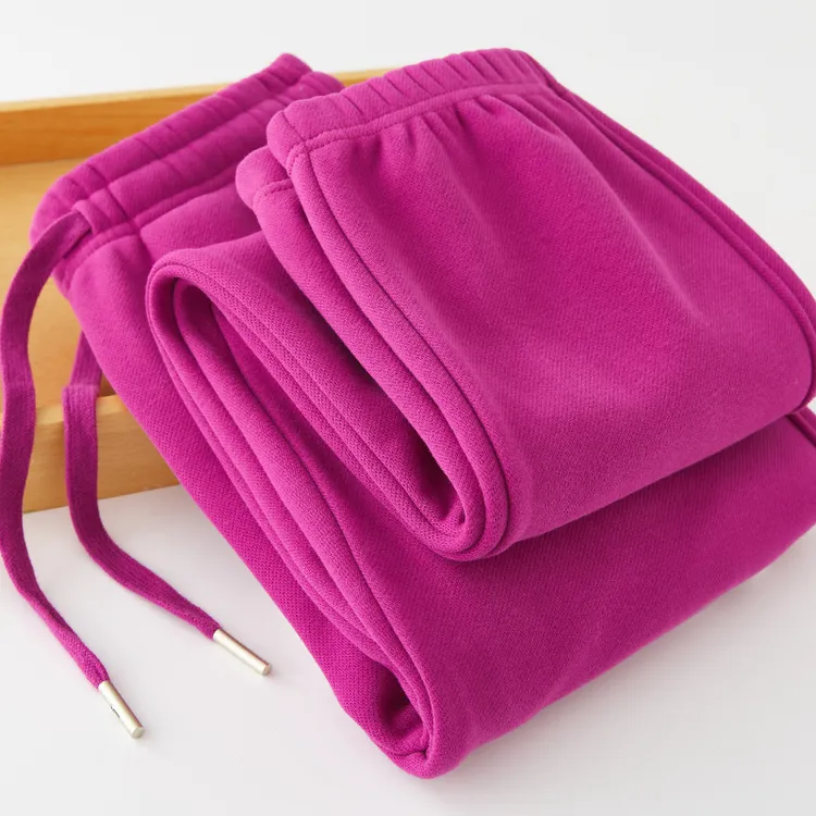 2025年春秋薄款棉裤火龙果色运动裤女士束脚宽松高腰休闲卫裤外穿