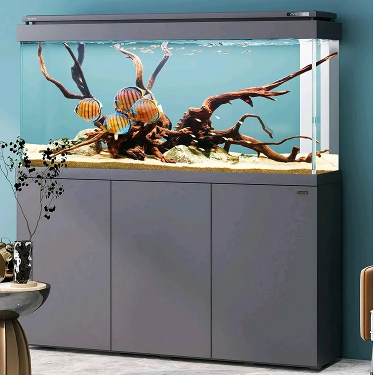 SUNSUN/森森客厅时尚落地免换水超白玻璃下过滤干湿分离家用鱼缸