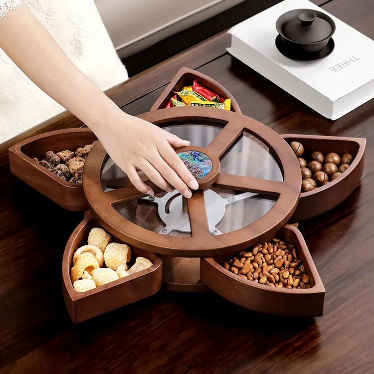 新中式实木果盘零食轻奢高档家用客厅糖果水果盘干果篓乔迁收纳盒