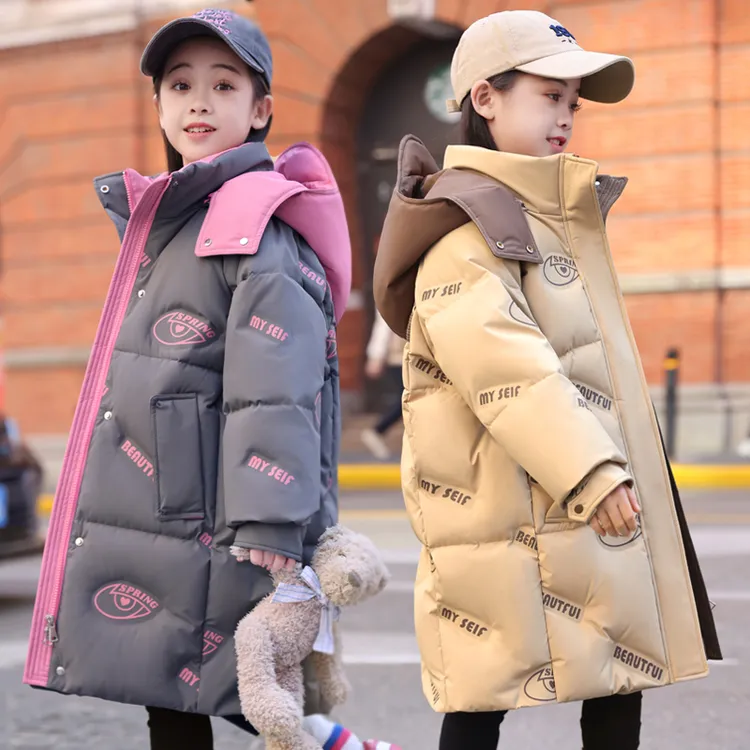 2025新款女童羽绒服中长款冬季加厚洋气时尚过膝女孩中大童装保暖