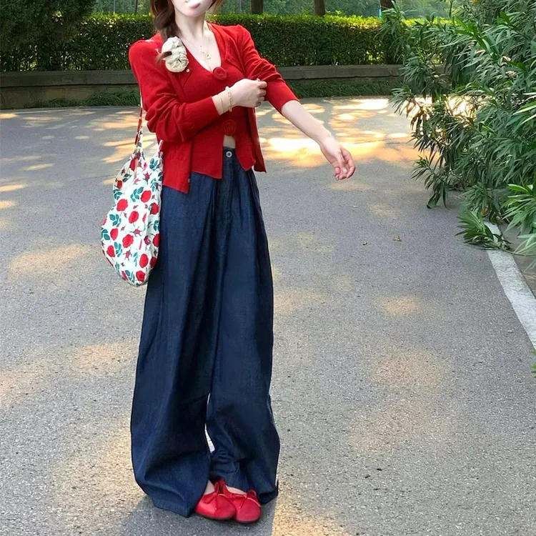 高智淡人秋季搭配套装韩系穿搭高级感针织开衫吊带背心两件套装女