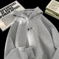 BBXX 秋冬加绒500g重磅美式渐变刺绣连帽卫衣男宽松慵懒帽衫外套