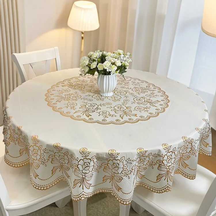 圆桌布直径1.8米烫金桌布餐桌台布防水防烫免洗圆桌垫