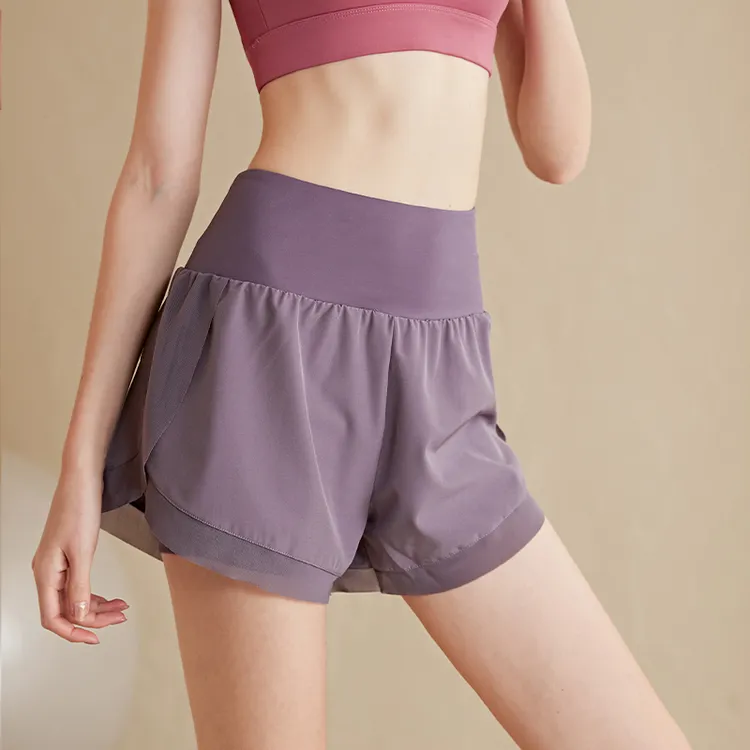 假两件高腰运动短裤女防走光速干宽松透气专业跑步瑜伽健身短裤夏