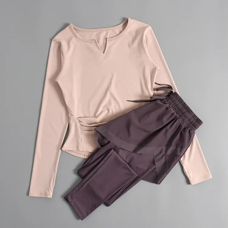 健身套装女秋季速干长袖性感晨跑步训练运动衣专业高端时尚瑜伽服