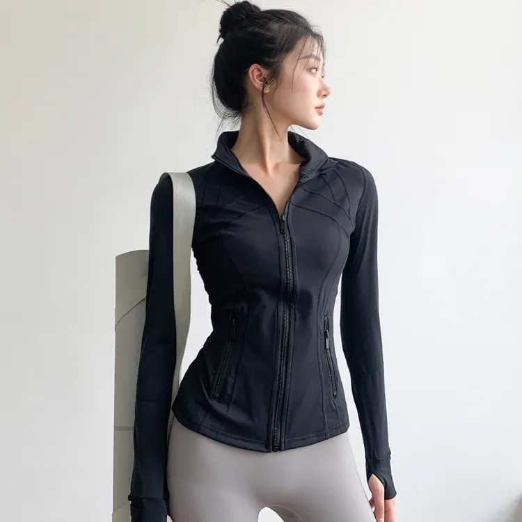 瑜伽服女紧身速干跑步防晒运动外套拉链开衫长袖外套夹克健身上衣