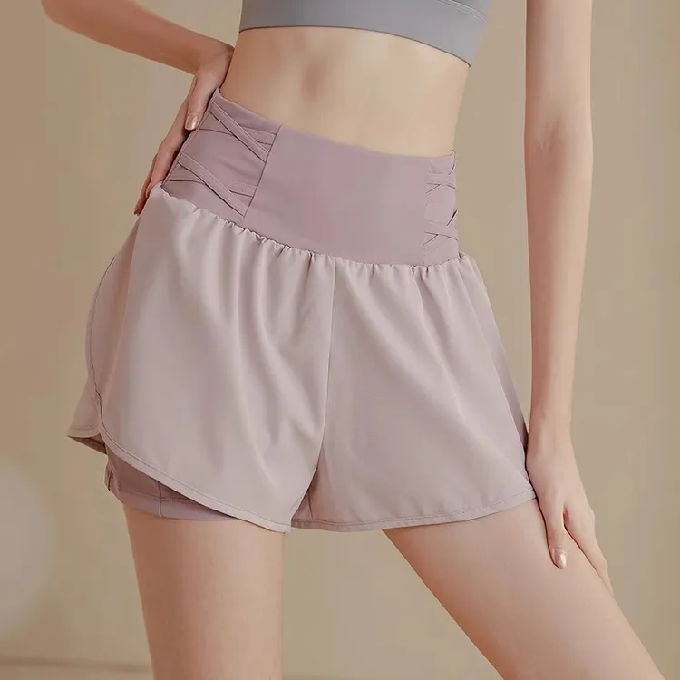 防走光运动短裤女速干显瘦透气跑步瑜伽训练马拉松健身裤三分裤夏