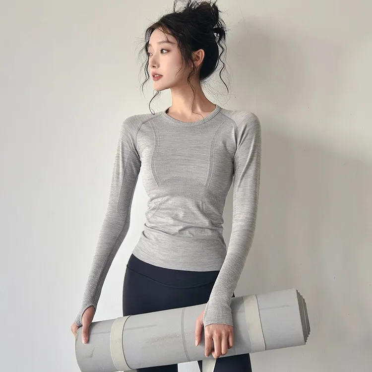 瑜伽服运动上衣女秋冬新款修身跑步训练登山速干普拉提健身服长袖
