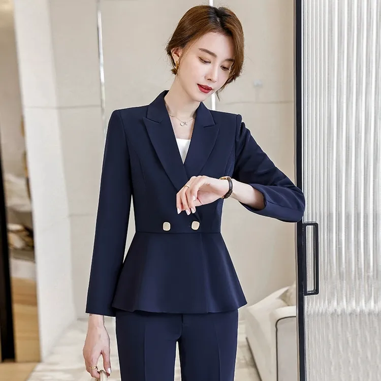 西装套装女春秋2025新款职业气质正装美容院珠宝店酒店前台工作服