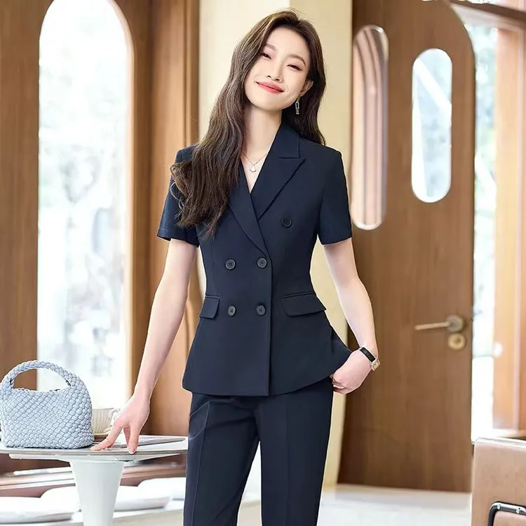 职业西装套装女夏季短袖薄款2025新款面试正装高端西服外套工作服