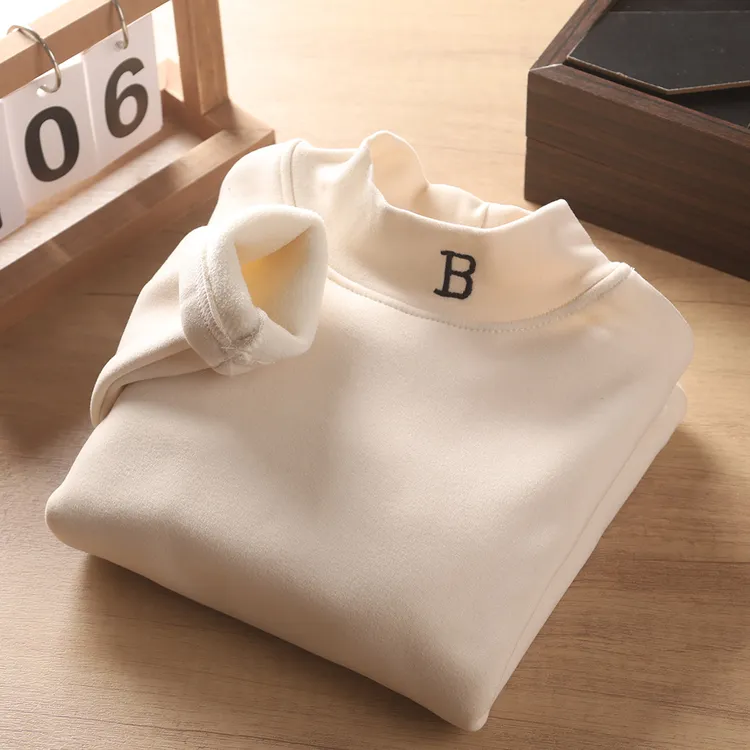 【加绒加厚】2025冬季新款儿童加绒加厚刺绣保暖高领打底衫