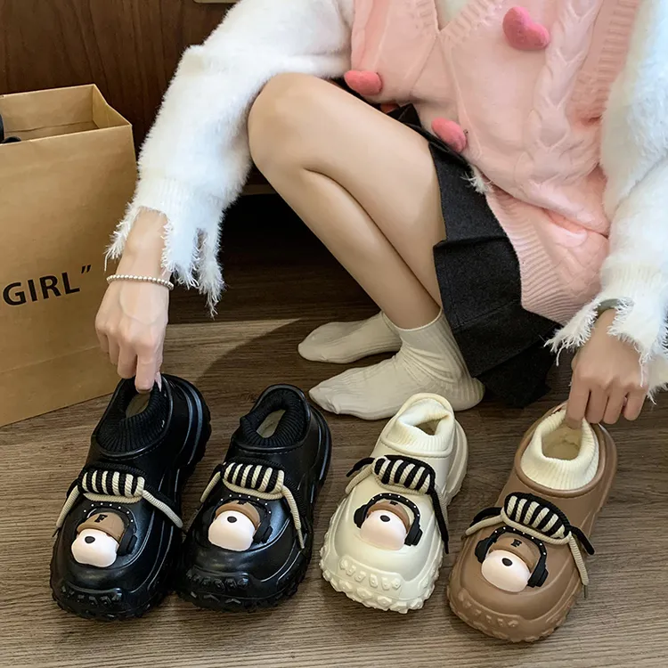 厚底增高短筒轮胎雪地靴女2024新款秋冬外穿防水防滑加绒保暖棉鞋