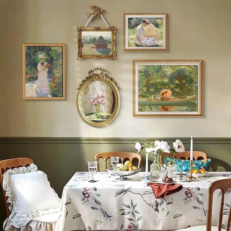 现代轻奢客厅沙发背景墙装饰画复古餐厅卧室挂画法式莫奈组合壁画