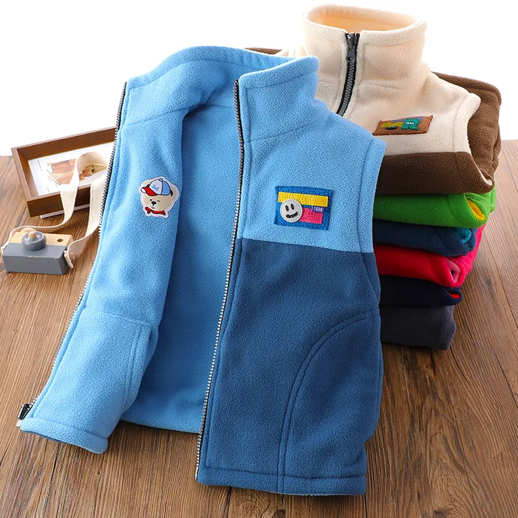 儿童马甲冬装摇粒绒中大童两面穿加厚坎肩男女宝宝外穿秋冬外套