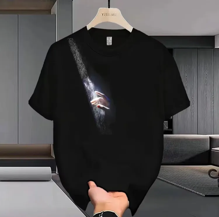 2024新款短袖简约休闲风男女情侣款百搭硬挺纯棉T恤设计高级感ins