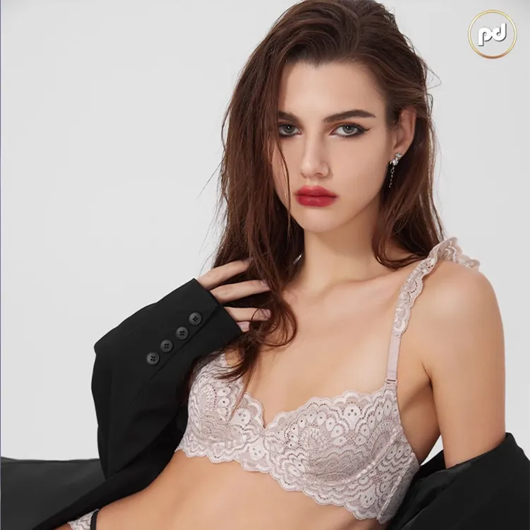 翡丽夏季性感内衣 大胸显小 超薄蕾丝Sexy2无杯不闷汗