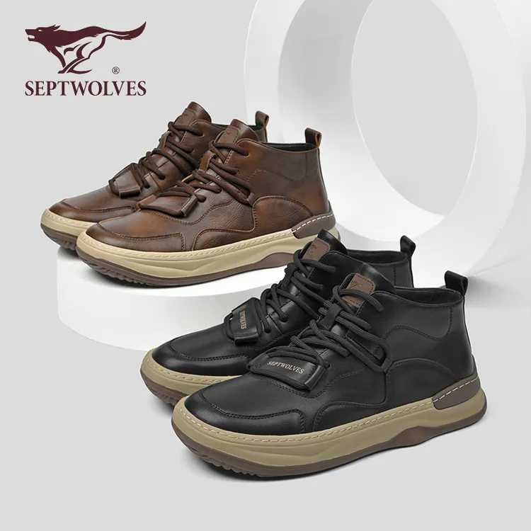 七匹狼男鞋防寒皮鞋休闲鞋百搭男士男款中帮板鞋马丁靴4099