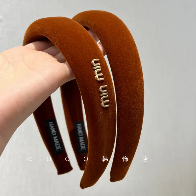 【高定版】高圆圆同款熟南瓜色秋冬新款高颅顶发箍丝绒海绵防滑头箍