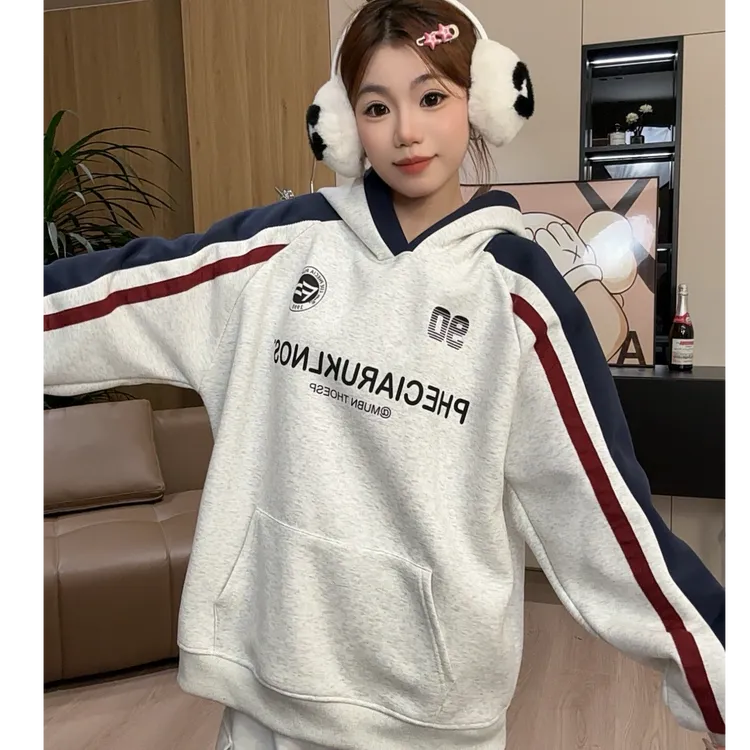 HandSeven重磅卫衣男女高街秋冬拼色宽松情侣潮牌卫衣春秋外套