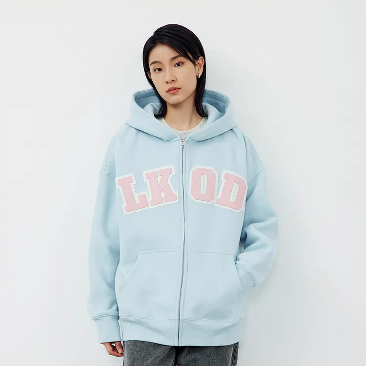 LKOD2022 春季新款皮标休闲加绒连帽潮牌情侣款帽衫外套宽松百搭