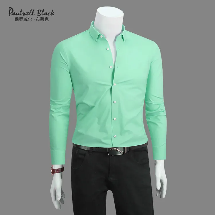 保罗长袖衬衫男款轻奢男装高级感商务休闲衬衣男士免烫高档衬衫