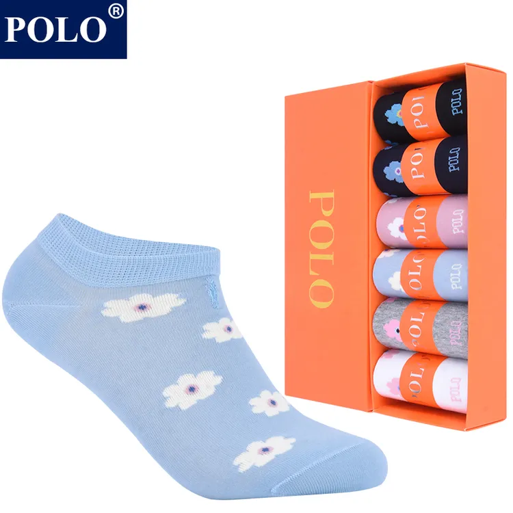 POLO袜子女夏季薄款吸汗透气浅口船袜时尚可爱学院风百搭低帮短袜