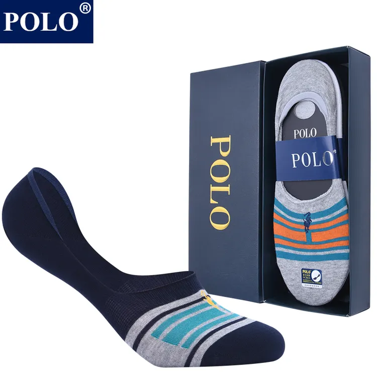 POLO袜子低帮浅口隐形袜夏季吸汗透气硅胶防滑无骨休闲男士船袜