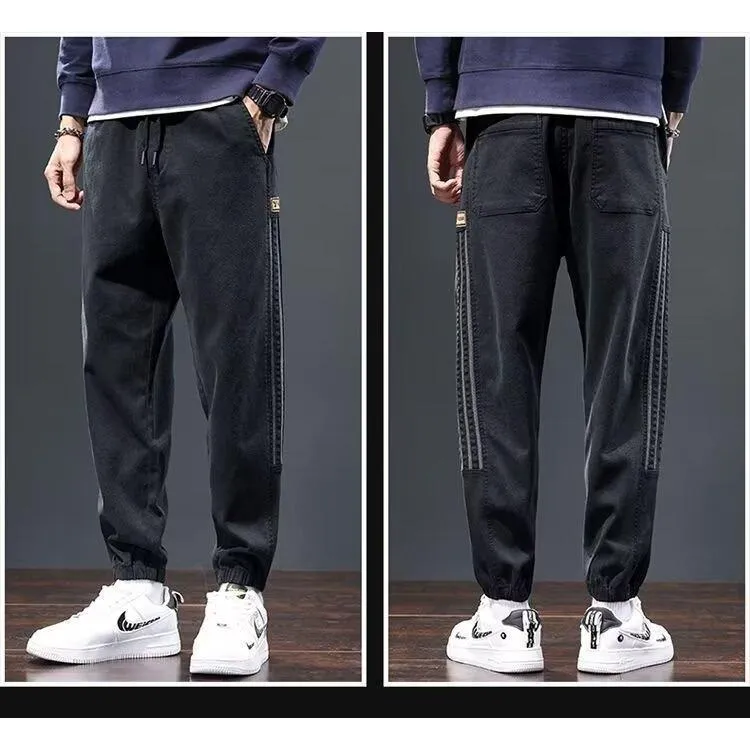 卡漫尔馨百搭休闲裤男宽松直筒牛仔裤束脚裤子百搭韩版港风潮男裤