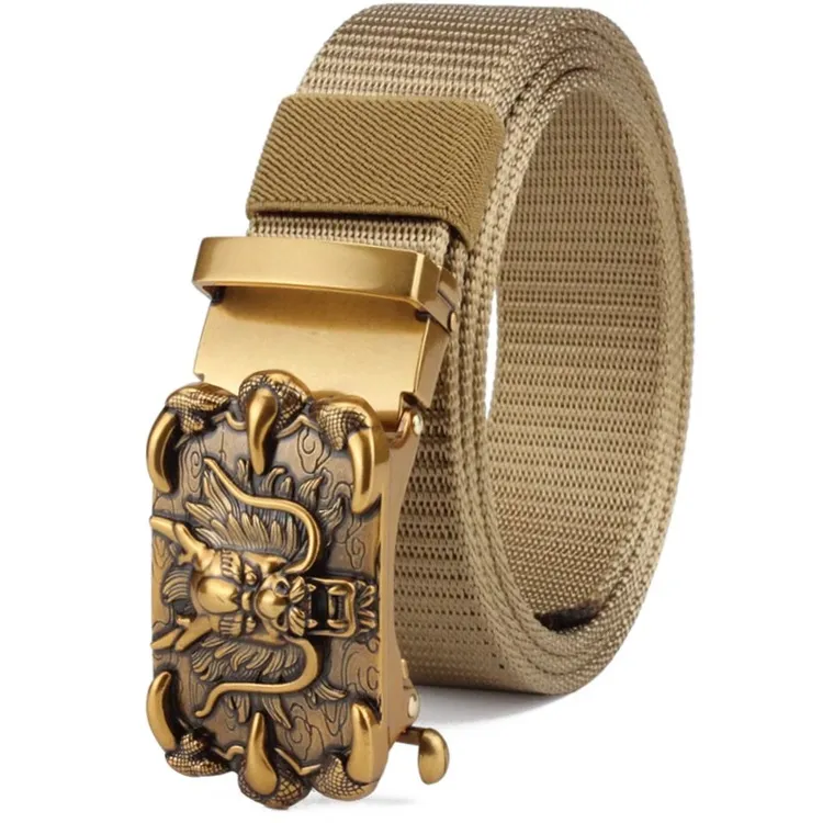 皮带男龙头腰带帆布尼龙带皮带无牙无孔自动扣潮年轻人裤腰带休闲
