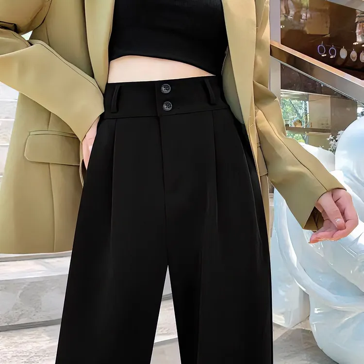 西装阔腿裤女2024春秋新款季小个子高腰垂感休闲百搭窄版直筒裤子