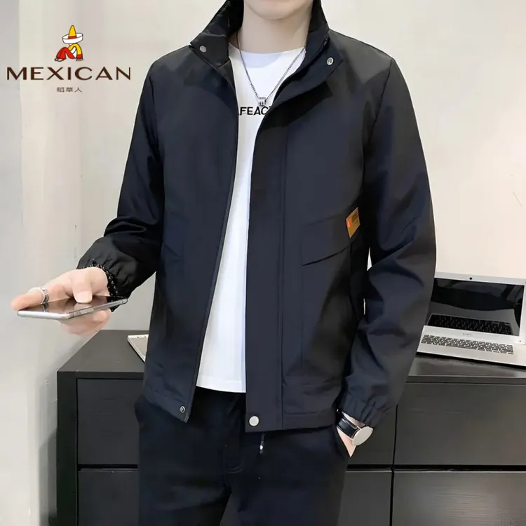 Mexican/稻草人男士春秋宽松百搭夹克修身立领帅气潮流休闲男时尚