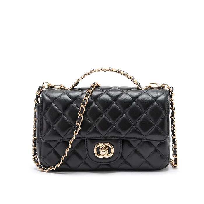 百搭气质女包镶钻小香风菱格包2025新款真皮女包链条包单肩斜挎包