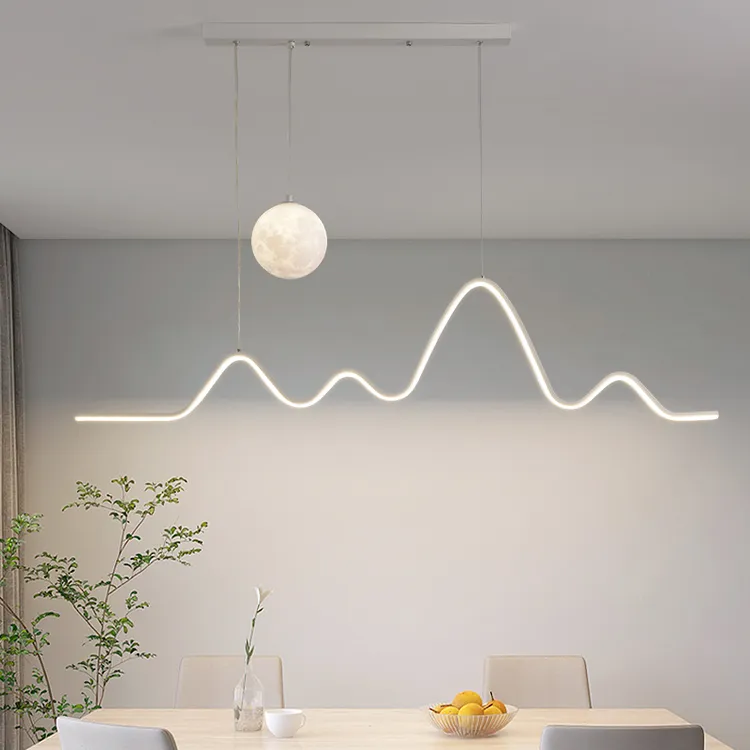 餐厅一字吊灯简约饭厅餐桌吧台灯具个性书房灯极简家用长条餐厅灯