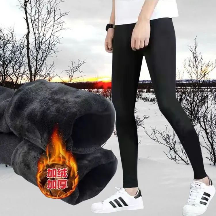 秋冬青少年男士加绒加厚保暖裤男学生紧身弹力打底裤单件秋裤薄款