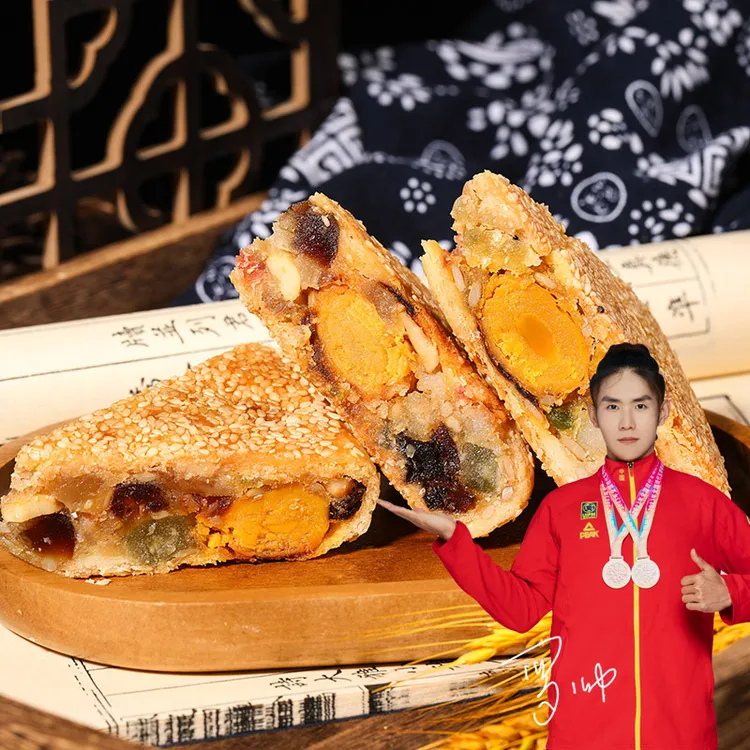 宴象优选【500克桥墩大月饼】温州桥墩传统手工蛋黄鲜肉五仁月饼
