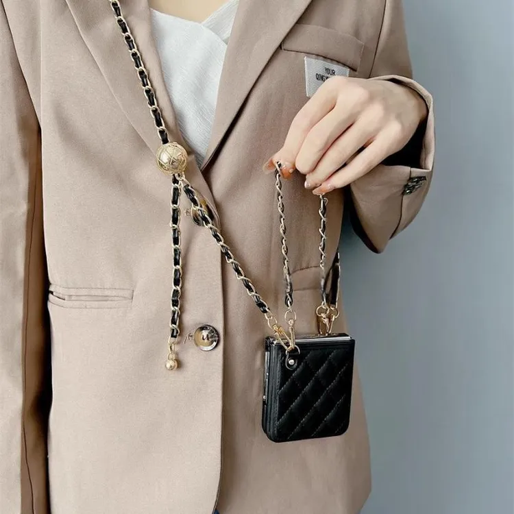 适用华为P50 Pocket 2手机壳折叠屏秋冬小香风时尚菱格纹女保护套