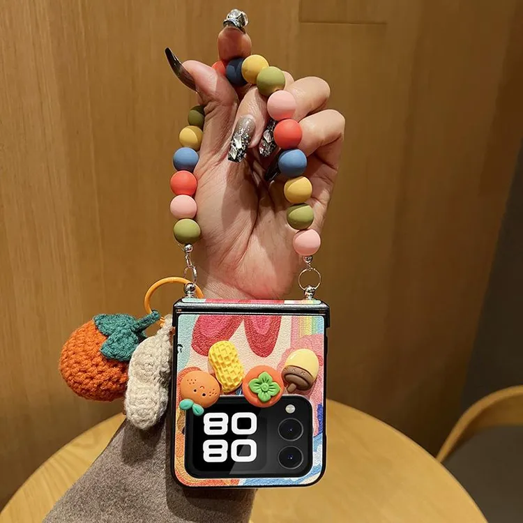 适用华为Nova Flip S折叠手机壳杨幂同款好柿发生卡通皮质保护套