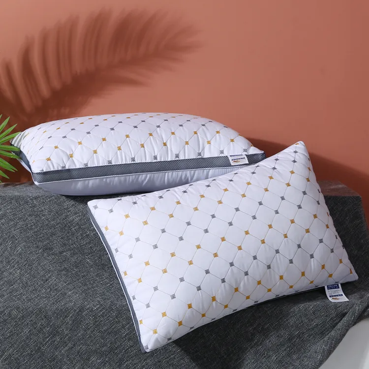 星级酒店双边立体磨毛绗绣枕买一送一枕头 双人枕芯学生宿舍