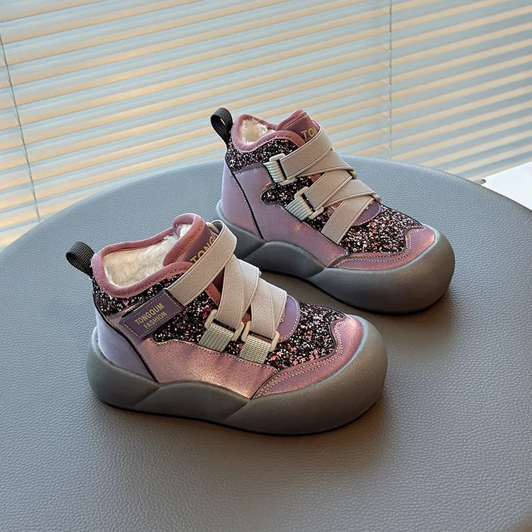 ABC女童雪地靴2024冬季新款儿童加绒加厚雪地棉小女孩保暖大棉鞋